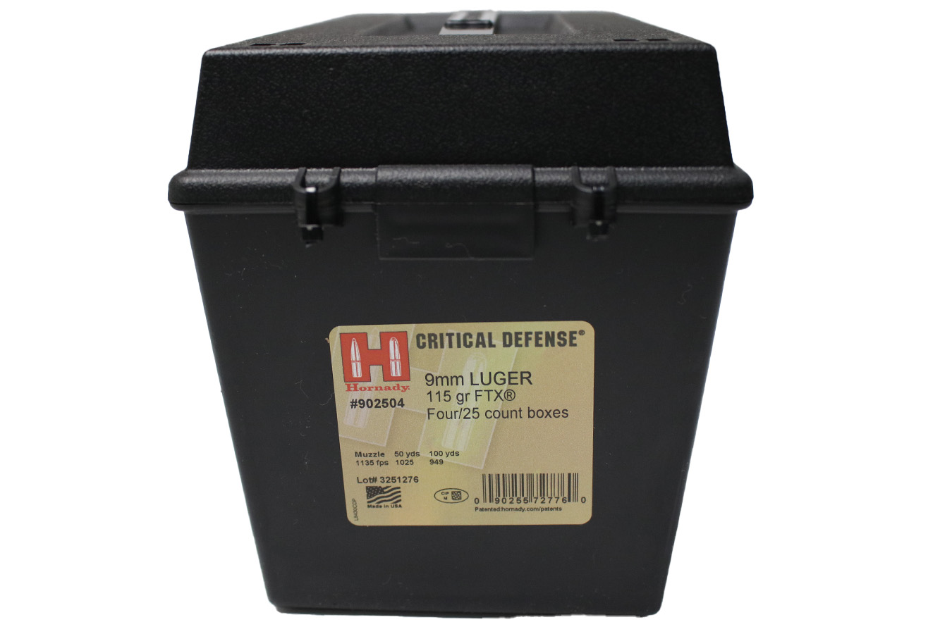 HORNADY 9mm 115gr FTX Critical Defense 100 Rounds in Ammo Can